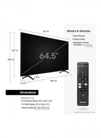 Samsung 65-Inch Class Crystal UHD 4K Smart TV (2020) UA65TU7000 Black