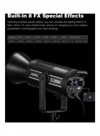 SL200II 200W LED Video Light Black