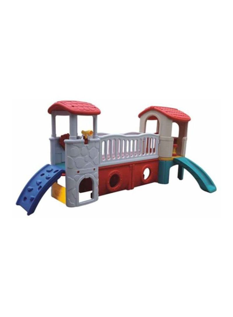 Twin Tower Clubhouse With Climber And Slide Set