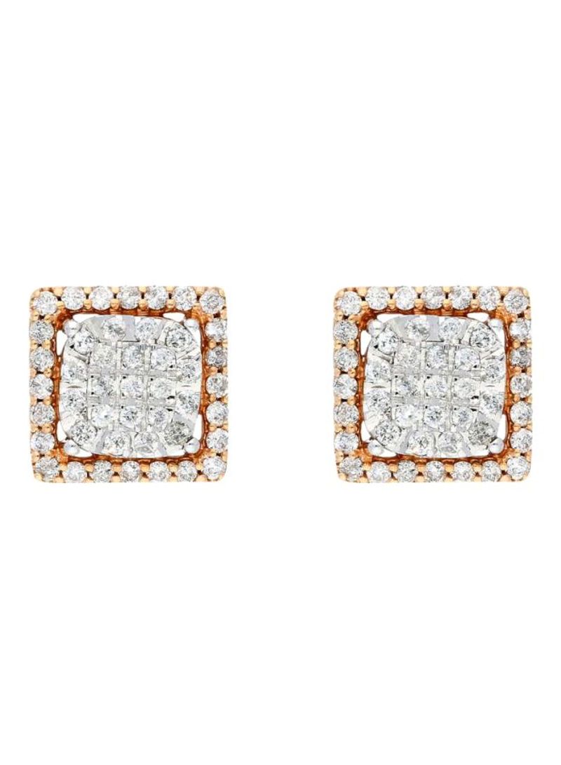 18 Karat Gold 0.54Ct Diamond Studded Stud Earrings