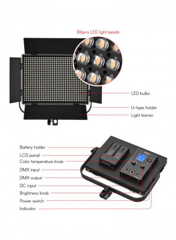 Bi-Colour Dimmable LED Video Light With Remote Control Black