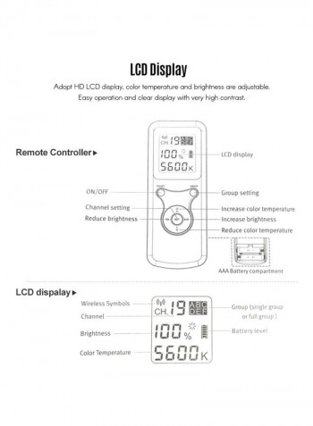 Bi-Colour Dimmable LED Video Light With Remote Control Black