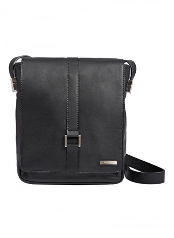 Sage Leather Messenger Bag Black