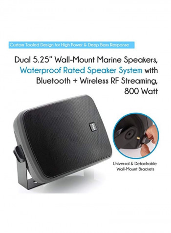 Wall-Mount Marine Bluetooth Speakers Black