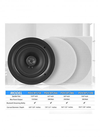 10" Bluetooth Ceiling And Wall Mount Speaker System B01JH3PKTQ Black/White