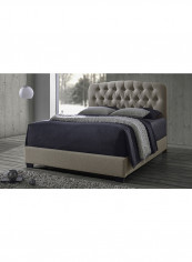 Craik Contemporary King Button Tufted Bed With Mattress Beige/Blue Super King