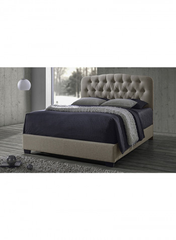 Craik Contemporary King Button Tufted Bed With Mattress Beige/Blue Super King