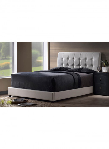 Lusso Tufted Faux Leather Bed With Mattress Grey/Blue Super King