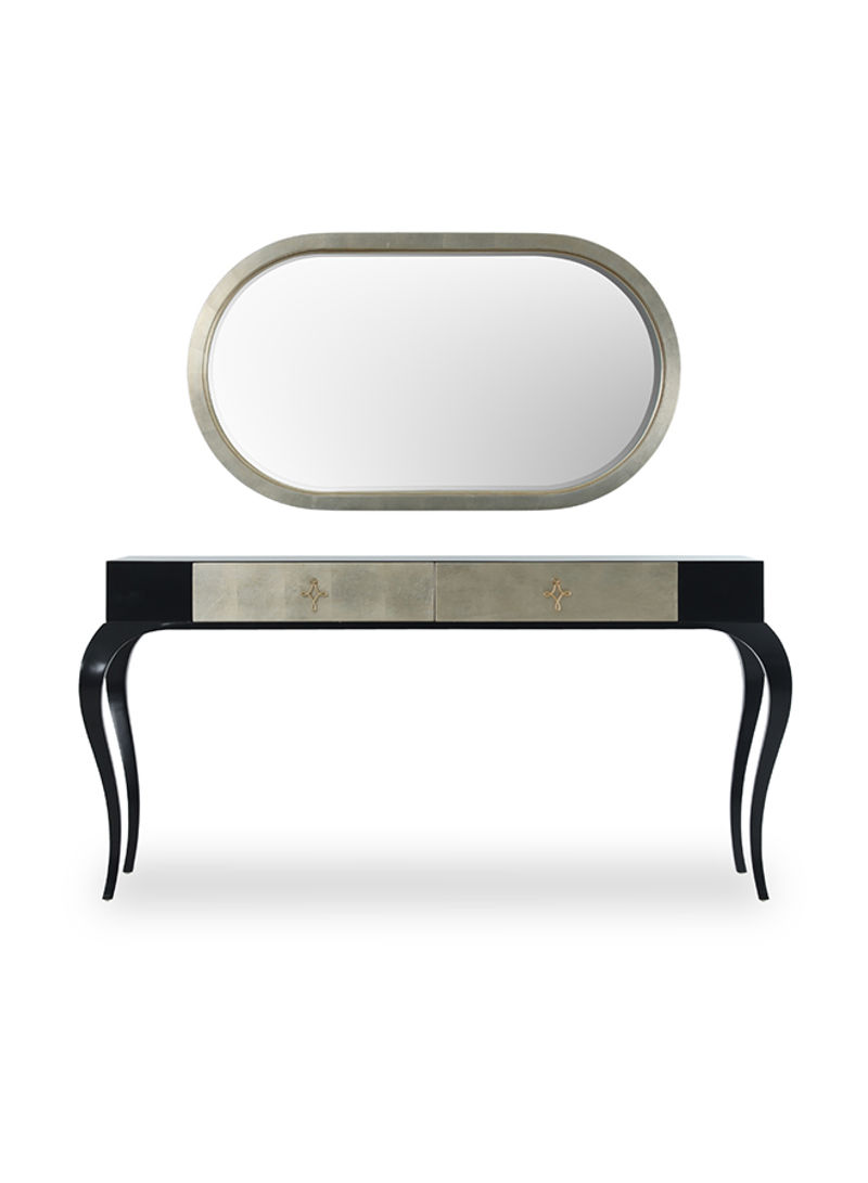 Donna Dresser With Mirror Black/Gold 155x49x151cm