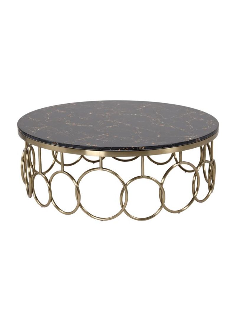 Round Shaped Coffee Table Brown/Gold/Orange