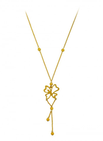 18 Karat Gold Pearl Butterfly Necklace
