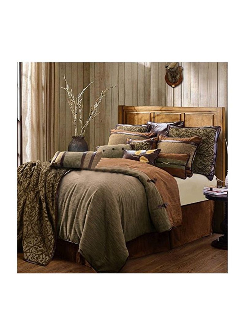 5-Piece Cotton Comforter Set Brown/Grey King