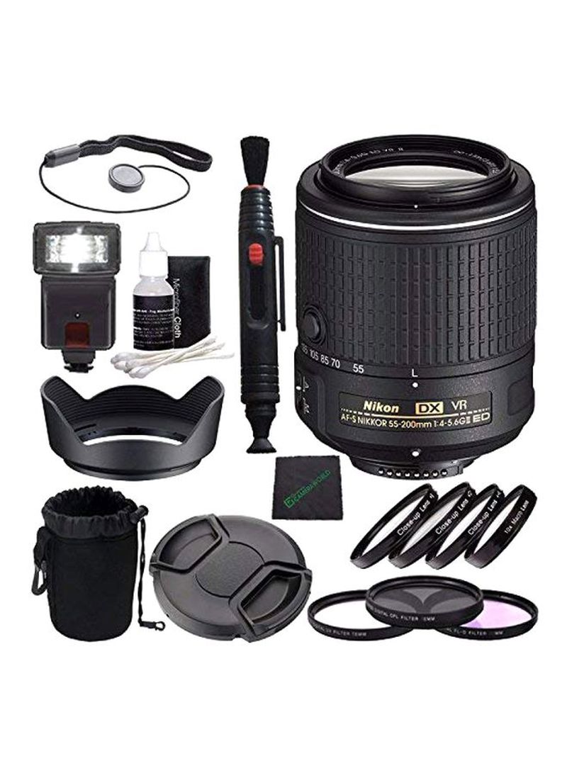 AF-S DX Nikkor 55-200mm f/4-5.6G Lens With Accessory Kit Black