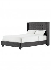 Melina Tufted Wingback Bed With Mattress Dark Grey 200 x 200centimeter