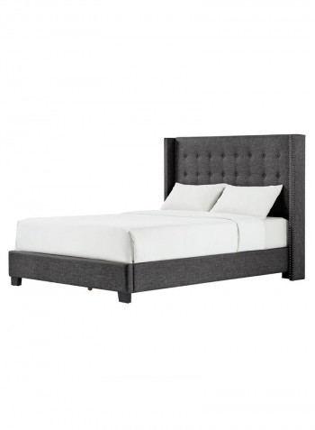 Melina Tufted Wingback Bed With Mattress Dark Grey 200 x 200centimeter