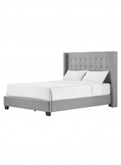 Melina Tufted Wingback Bed With Mattress Grey 200 x 200centimeter