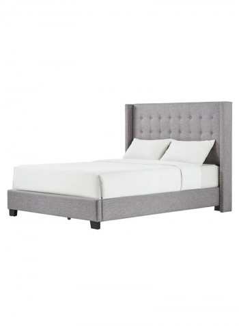 Melina Tufted Wingback Bed With Mattress Grey 200 x 200centimeter