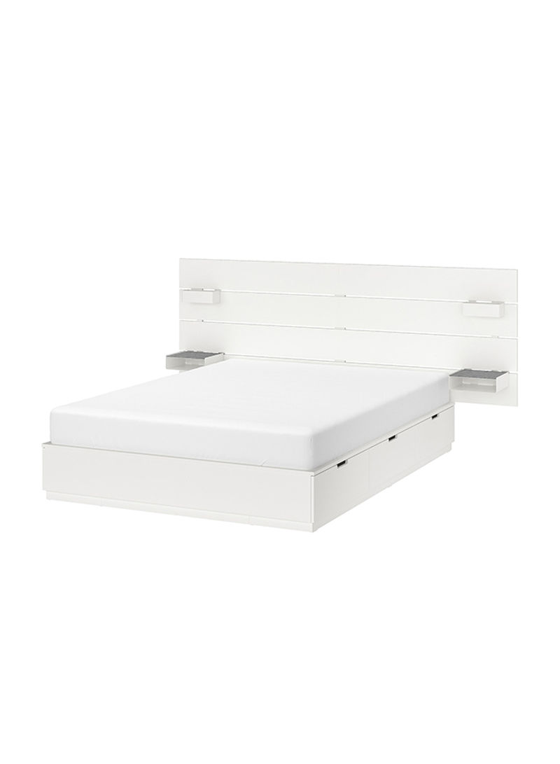Bed Frame With Storage And Headboard White 160 x 200centimeter