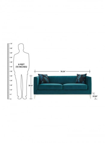 Belva 3-Seater Sofa Deep Teal/White 78.34x30.11x33.85inch