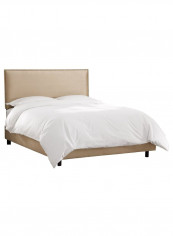 Burling Nail Button Border Bed With Mattress Oatmeal 200 x 200centimeter