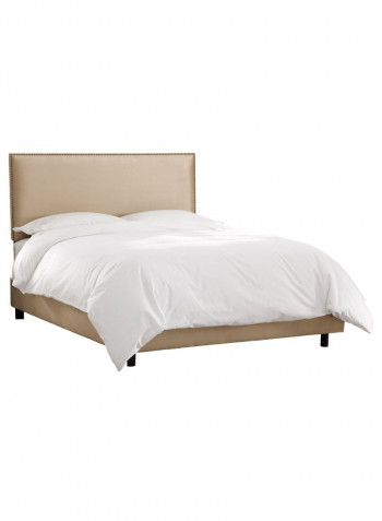 Burling Nail Button Border Bed With Mattress Oatmeal 200 x 200centimeter