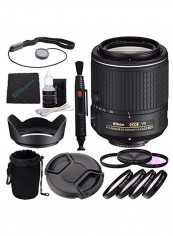 AF-S DX NIKKOR 55-200mm f/4-5.6G ED VR II Camera Lens Accessory Bundle For Nikon Black