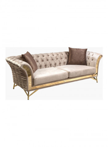 3-Seater Sofa With Two Cushions Beige 220 x 92cm