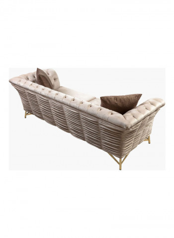 3-Seater Sofa With Two Cushions Beige 220 x 92cm