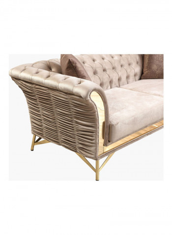 3-Seater Sofa With Two Cushions Beige 220 x 92cm