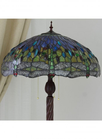 Stained Glass Lampshade Floor Lamp EU Plug Multicolour