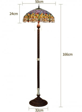 Stained Glass Lampshade Floor Lamp EU Plug Multicolour