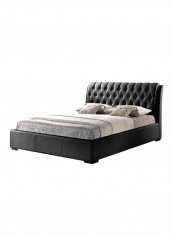 Baxton Studio Tufted Bed With Half-Medical Mattress Black/Grey Super King