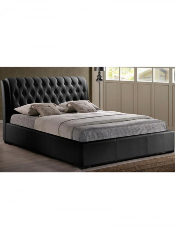Baxton Studio Tufted Bed With Half-Medical Mattress Black/Grey Super King
