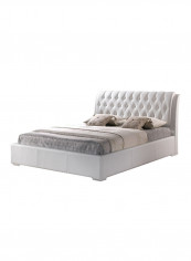 Baxton Studio Tufted Bed With Half-Medical Mattress White/Grey Super King