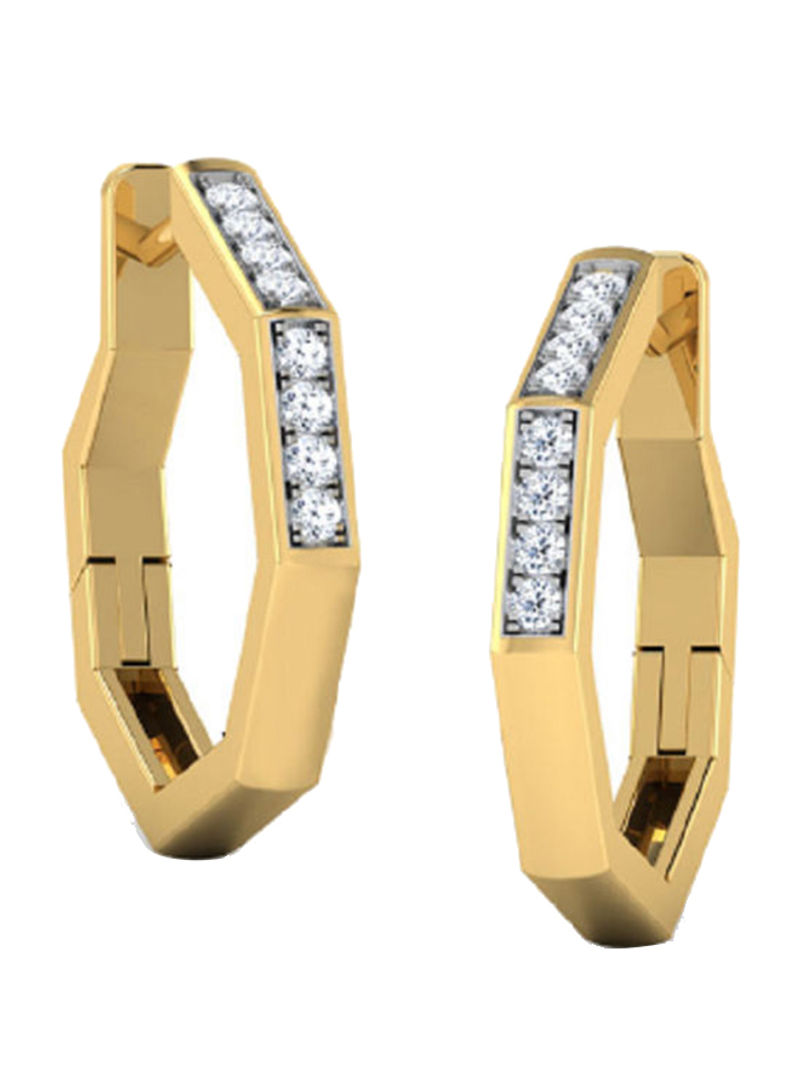 18K Gold Exquisite Design Hexagon Shape Diamond Earring