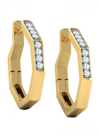 18K Gold Exquisite Design Hexagon Shape Diamond Earring