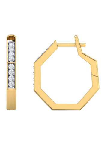 18K Gold Exquisite Design Hexagon Shape Diamond Earring