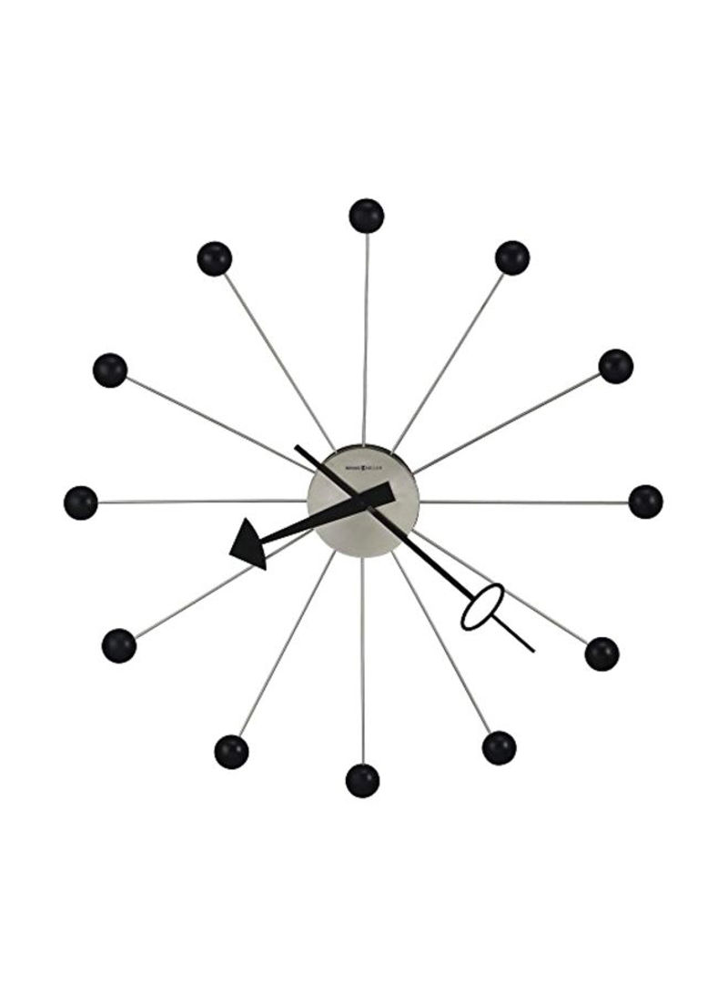 Quartz Movement Wall Clock Black/Silver 42inch