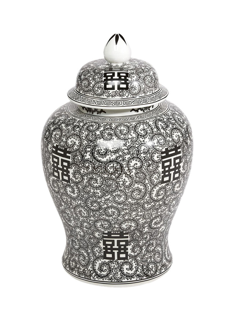 Temple Jar With Lid Black/White 30.48 x 45.72centimeter
