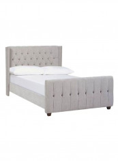 David Tufted Wingback Upholstered Bed With Mattress Grey 200 x 200centimeter
