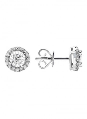 18K White Gold Petite Halo Stud Earrings