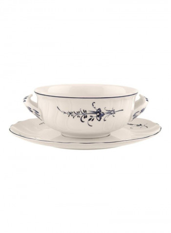 12-Piece Old Luxembourg Soup Cup With Saucer Set White/Blue/Black
