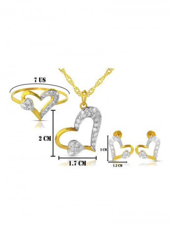 18K Gold 0.64 Carat Genuine Diamonds Big Heart Jewellery Set