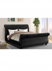 Curve Rolled Top-Tufted Super King Bed With Spring Mattress Set Multicolour 200x200x150cm