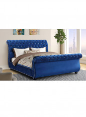 Curve Rolled Top-Tufted Super King Bed With Spring Mattress Set Multicolour 200x200x150cm