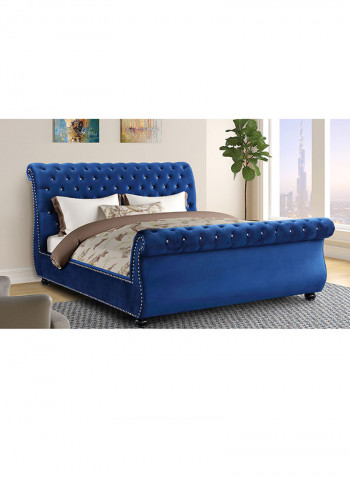 Curve Rolled Top-Tufted Super King Bed With Spring Mattress Set Multicolour 200x200x150cm