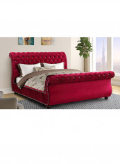 Curve Rolled Top-Tufted Super King Bed With Spring Mattress Set Multicolour 200x200x150cm