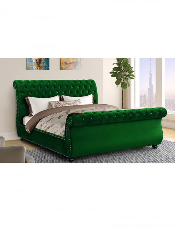 Curve Rolled Top-Tufted Super King Bed With Spring Mattress Set Multicolour 200x200x150cm