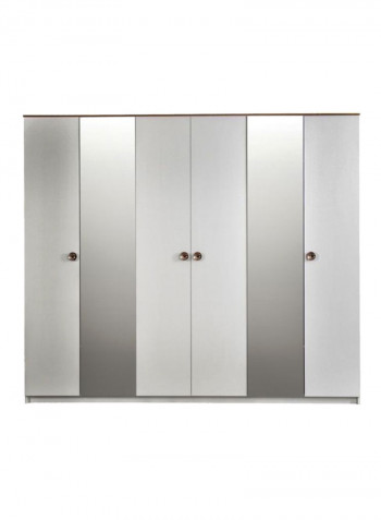 Rochelle 6-Door Wardrobe With Mirrors White/Silver 253x217.5x60cm