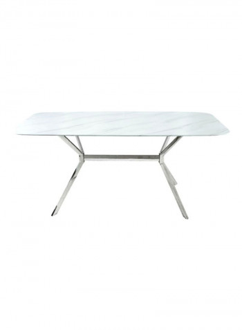 Newton 6-Seater Dining Table And Chair Set White/Brown/Silver